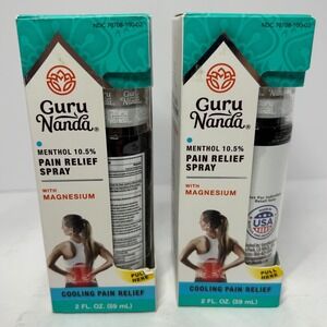 2pk Guru Nanda Menthol 10.5% Pain Relief Spray with Magnesium 2oz